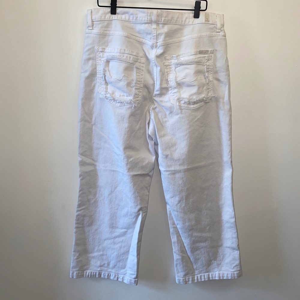 7 For All Mankind Alexa Crop Butterfly High Rise white jeans - Picture 7 of 11